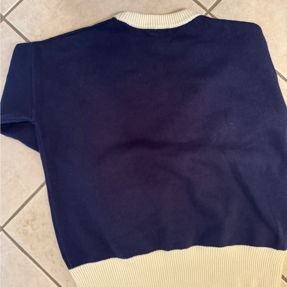 Minnow women’s navy and cream trim knit sweater - Picture 3 of 5